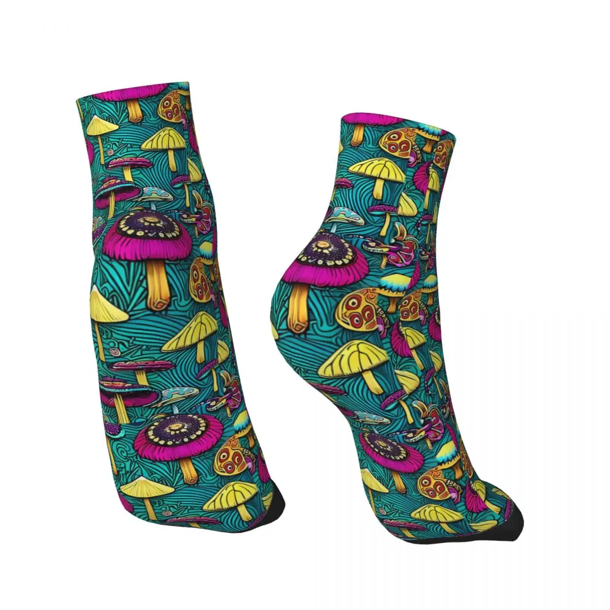 Funny Men's Ankle Socks Hippie Mushroom Harajuku Seamless Crew Sock Gift Pattern Printed