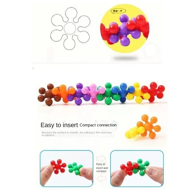 Plum Blossom Blocks 3D Bricks Rotatable Fun Puzzle Insertion Assembled Snowflake Kindergarten Enlightenment Early Education DIY