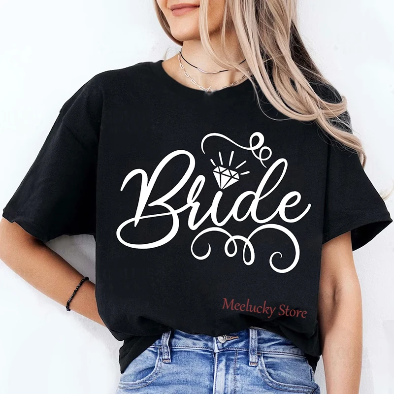 Bride Letter print pattern Women's casual slim fit, refreshing and breathable short sleeved top series