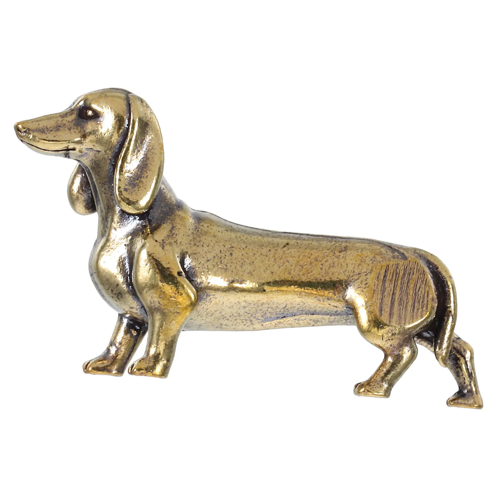 

Miniature Brass Dachshund Small Desk Ornament Vintage Animal Statue for Office Bookshelf Dog Home Accent Brass Dog