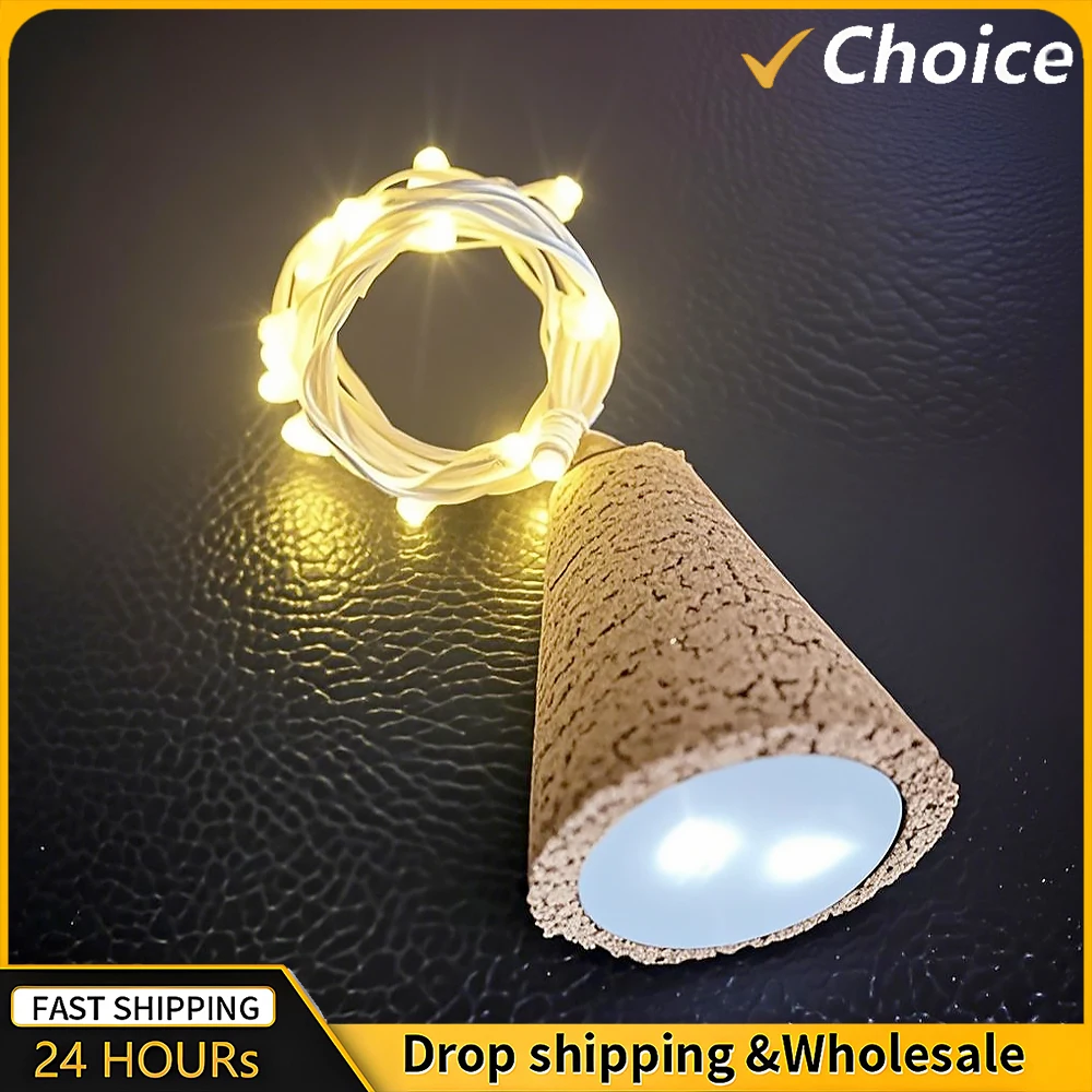 Wodden بار LED زجاجة النبيذ الفلين 2 متر سلسلة الجنية أضواء عيد الميلاد الديكور Led زجاجة أضواء عطلة الأسلاك النحاسية أضواء سلسلة
