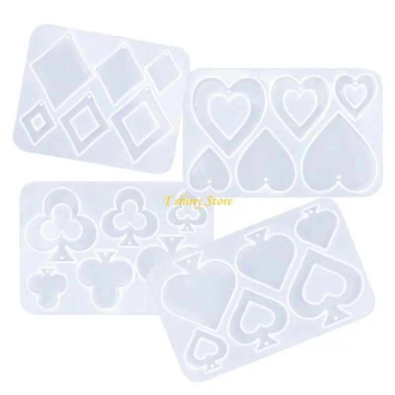 

N58F Playing Card Earring Silicone Mold Resin Pendant Mould Epoxy Casting Craft Decor