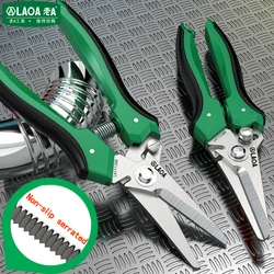 LAOA Stainless steel multifunctional serrated powerful scissors electrician's scissors