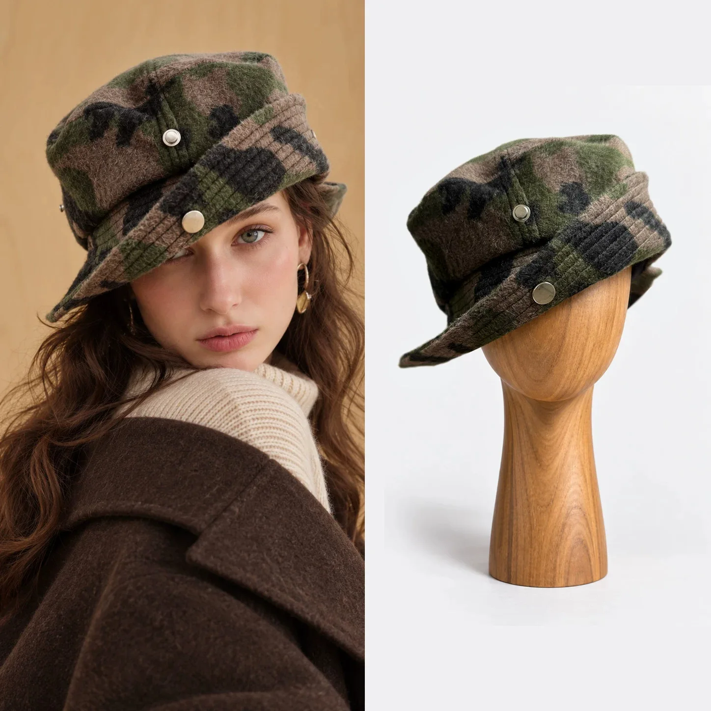 2027 Niche Designer Camo Green Bucket Hat, Multi-style Fisherman Sun Hat, Cool Tactical Cargo Style Fall Trendy Cap