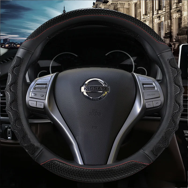 

For Nissan Tiida X-Trail Sylphy Teana Qashqai Bluebird Universal Interior Car Steering Wheel Cover Car Accessories Leather