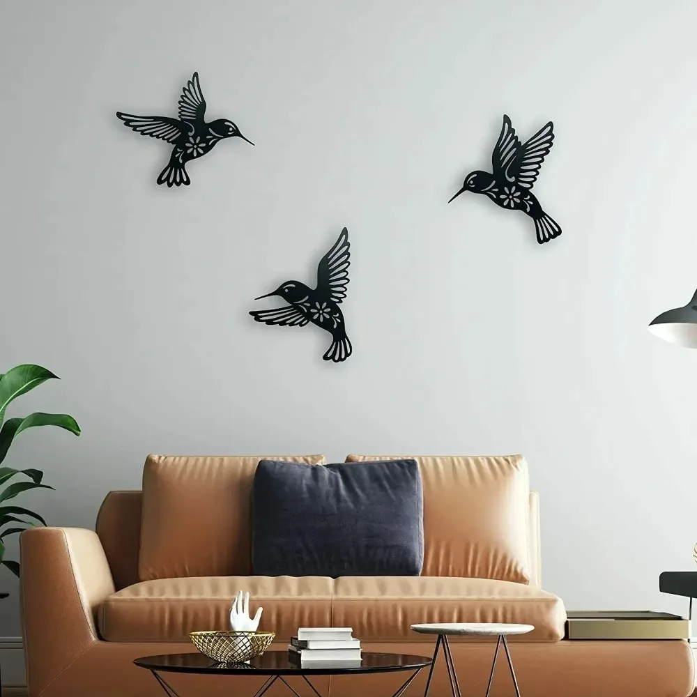 Metal Hummingbird Wall Art Decor, Elegant Metal Sculpture for Living Room Hanging