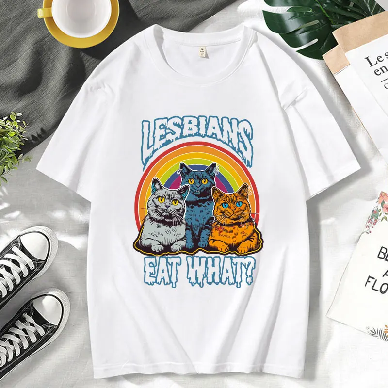 Lesbians Eat What Vintage T-shirt Funny Short Sleeve T Shirts Men Women Summer Fashion Casual Oversized Cotton Tee Shirt Male