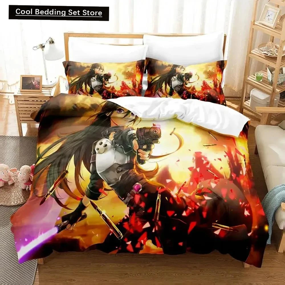 

Anime Asada Shino Sword Art Online Bedding Set Duvet Cover Bed Set Quilt Cover Pillowcase Comforter king Queen Size Boys Adult