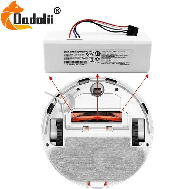 Bateria para Xiaomi Mijia 1C STYTJ01ZHM Robot Vacuum, Mop Cleaner Acessórios Peças, Original, 14V, 12800mAh, P1904-4S1P-MM