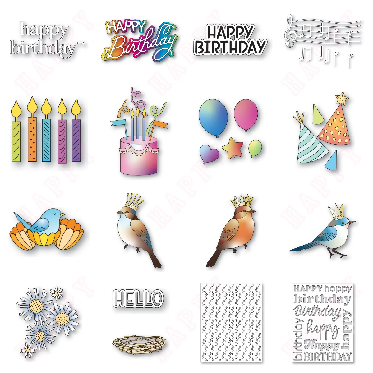 

2025 New Birthday Party Cake AND Hats Dies Metal Cutting Dies Craft Decoration Embossing Scrapbook Template DIY Greeting Card