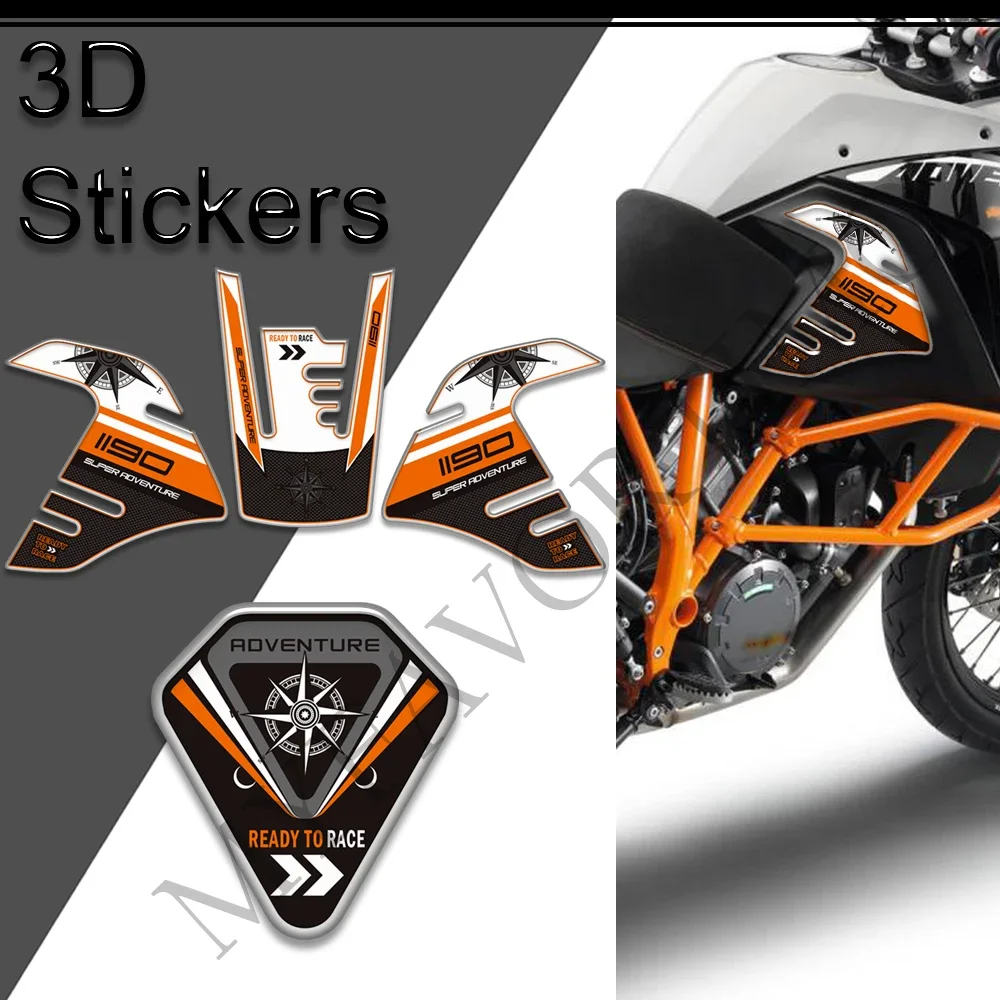 

Motorcycle Tank Pad Side Grips ADV Gas Fuel Oil Kit Knee Protection 3D Stickers Decals For 1190 Super Adventure R S