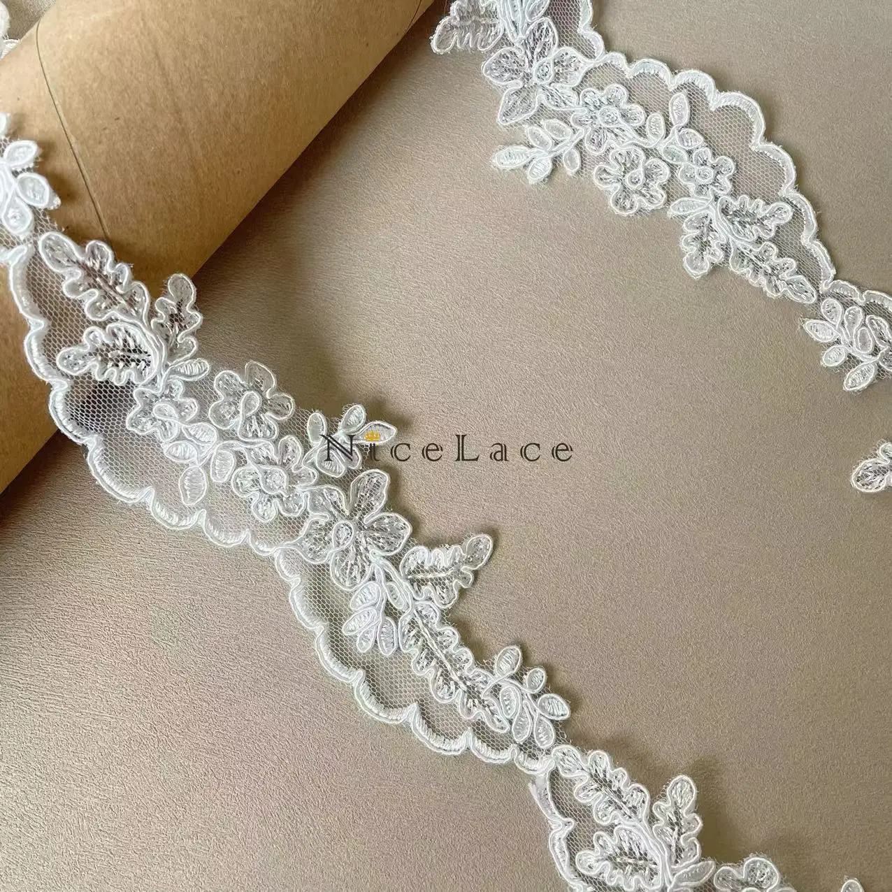 5yard/lot cording Lace Border For Sewing Delicate Bridal Veil Fashion Dress In White Color Fabric Trims Accessories Wide 11cm