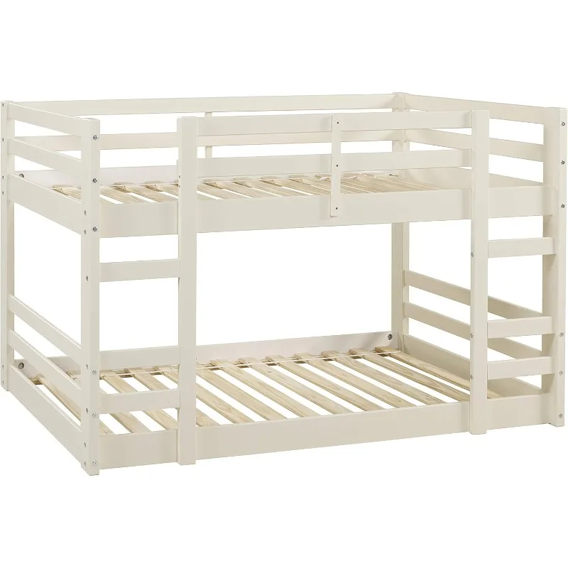 Walker Edison Alexander Classic Solid Wood Stackable Jr Twin over Twin Bunk Bed, Twin over Twin, White