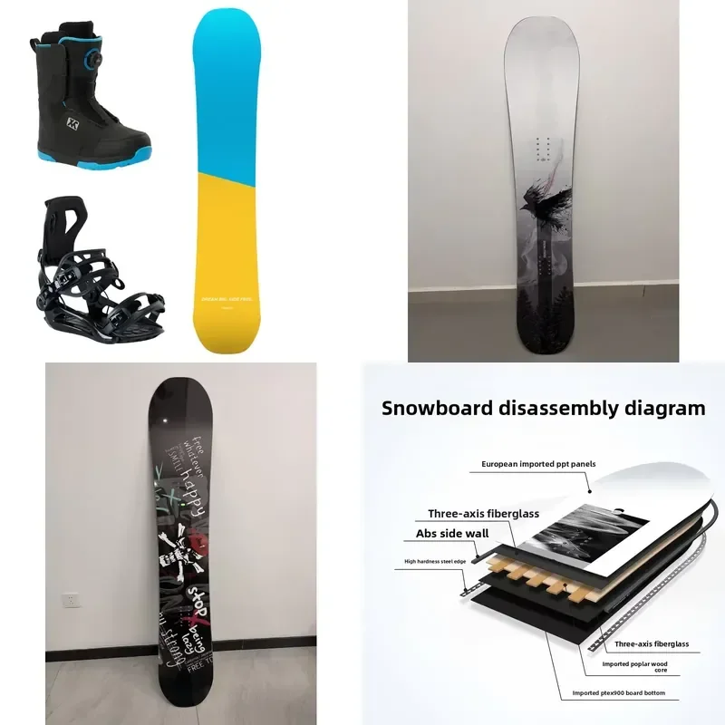 Men's Complete Snowboard Package Camber True Twin Fiberglass Snowboard 139cm to 162cm can with Bindings Boots for All Terrain