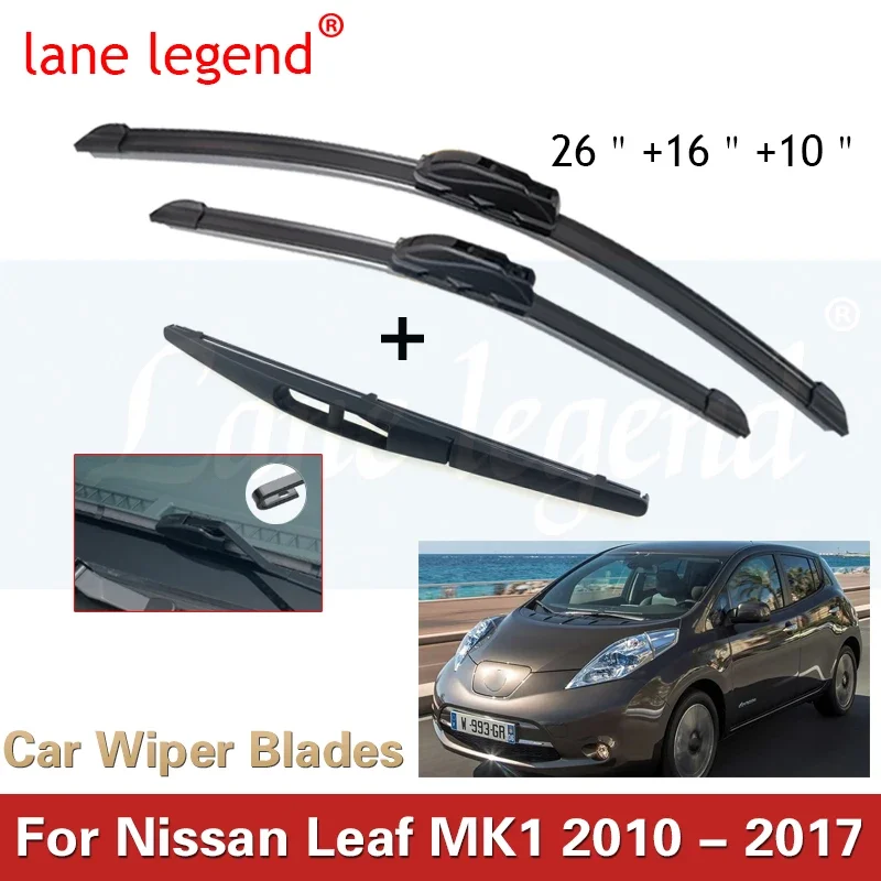 Car Wiper LHD Front & Rear Wiper Blades Set Kit For Nissan Leaf MK1 2010 - 2017 Windshield Windscreen Window Brush 26\