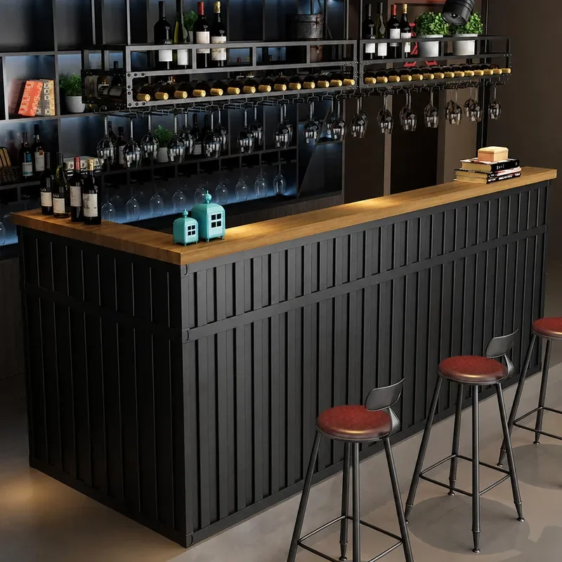 Industrial Retro Bar Counter Restaurant Cafe Checkout Desk Milk Tea Shop Reception Table Corner Cabinet Store Front Desk