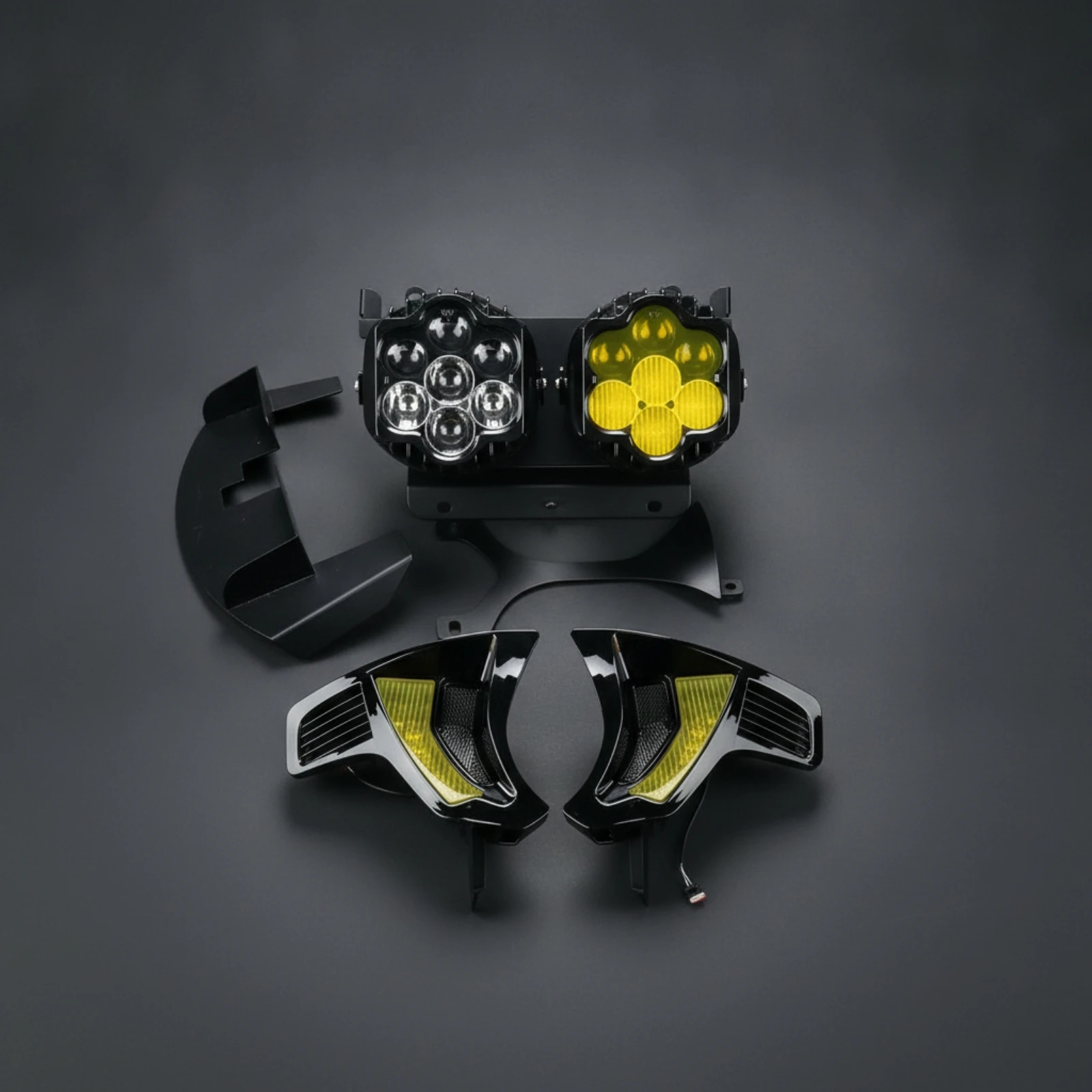 Motorcycle Headlight Assembly Black Motorcycle Headlight with Mounting Brackets Integrated Low Beam for Touring Motorcycles
