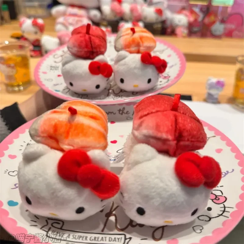 سانريو السوشي قلادة مرحبا كيتي سمك السلمون الحلو الروبيان التونة حقيبة قطيفة قلادة المفاتيح زينة السيارات الحلي الهدايا #4