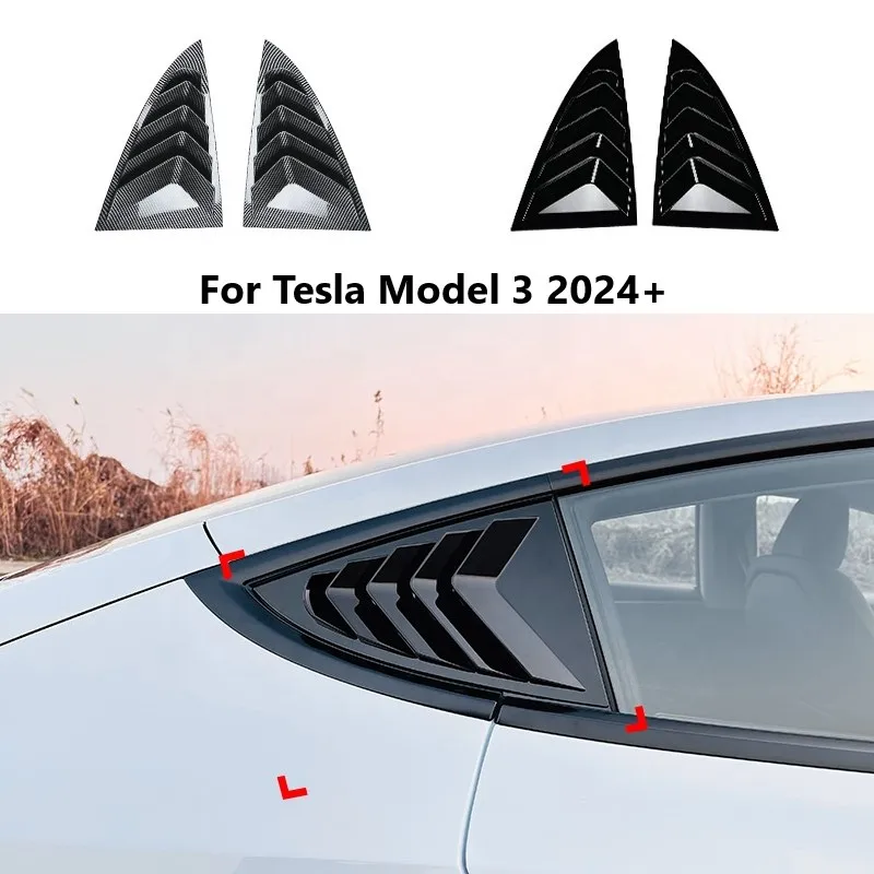 

Car Rear Window Louver Trim Cover For Tesla Model 3 Highland 2024+ Rear Shutter Triangular Window Auto Body Kits Car Accessories