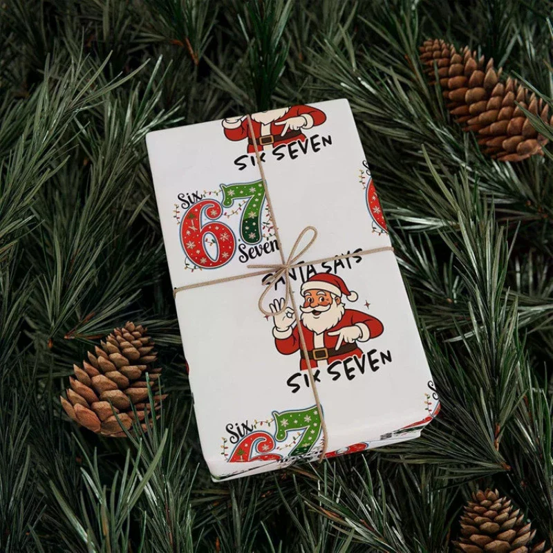 Kids' Christmas Wrapping Paper 67, Fun Santa 67 Print, Holiday Gift Wrap 67