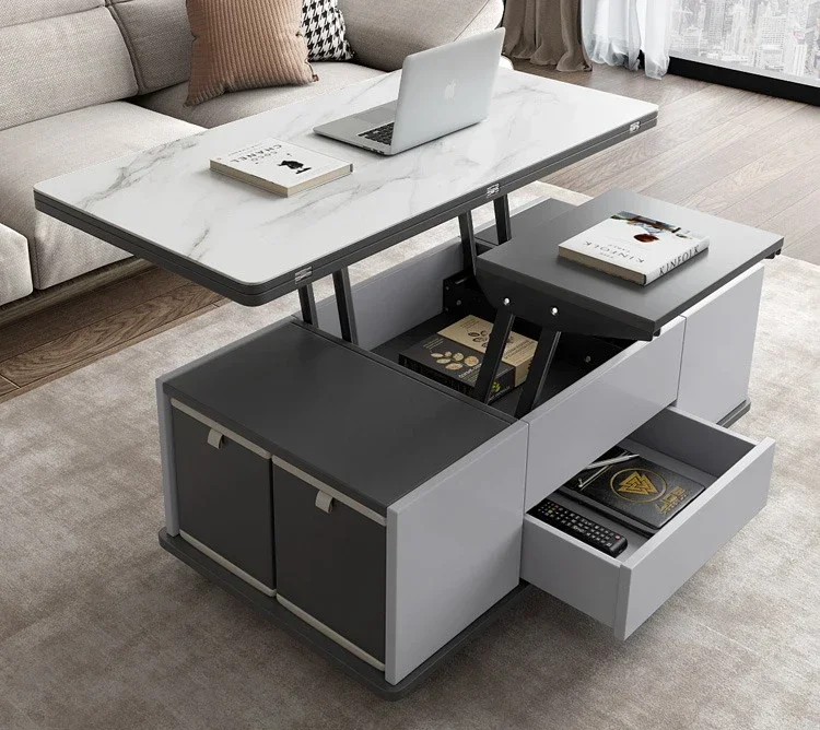 

Creative lifting dining table, dual-purpose small apartment, living room furniture, multi-functional household, retractable fold