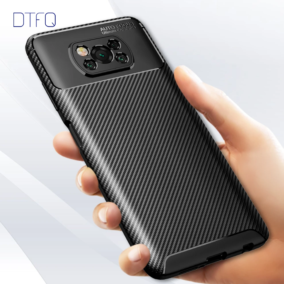 For POCO X3 Pro Case Soft Silicone Case for POCO X3 NFC Cover Funda Carbon Fiber Shockproof Case for POCO X3 POCO X3 Pro Case