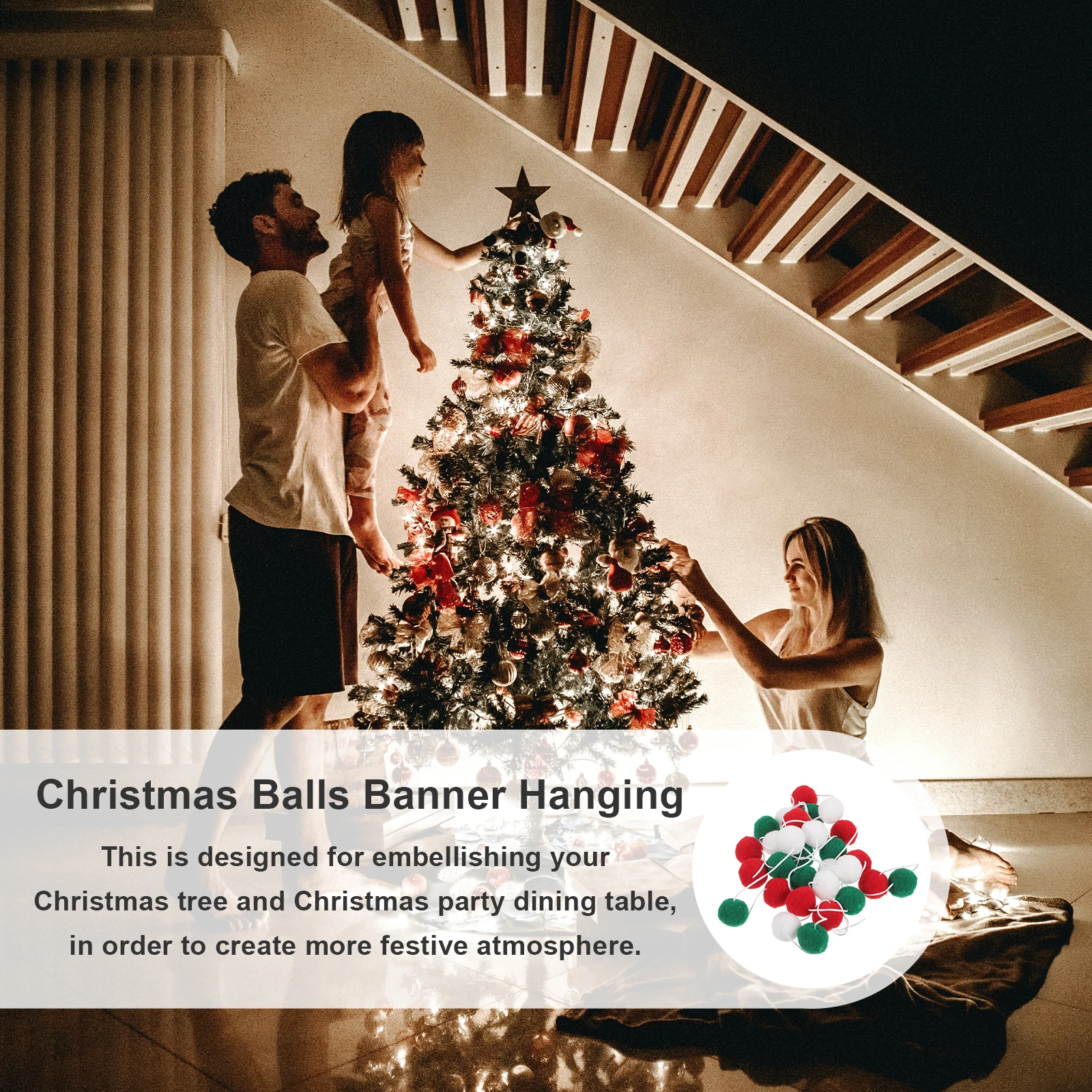 

Christmas Ball String Ornaments Bedroom Garland Pom Felt Banner Pompom Garlands Wall Hanging Spring Hairball Decorations