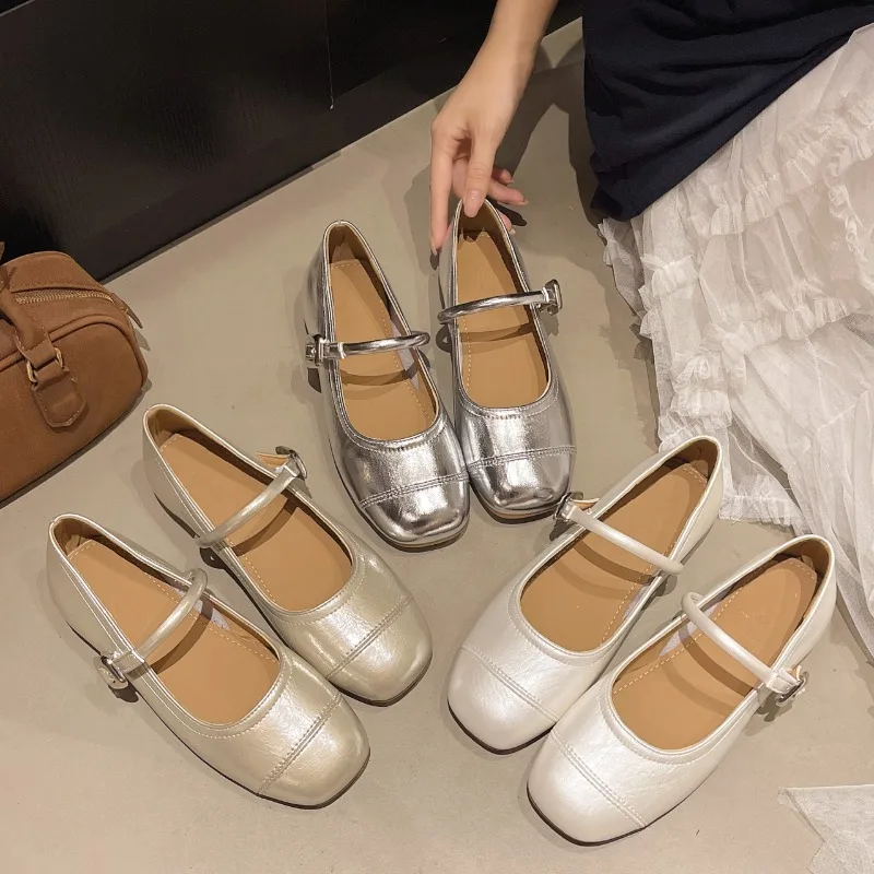 

Новинка 2025 года, модная и простая женская обувь из мягкой и легкой кожи, туфли в стиле ретро на плоской подошве с круглым носком Женская Обувь