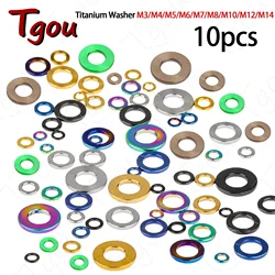 Tgou Titanium Washer M3 M4 M5 M6 M7 M8 M10 M12 M14 Flat Gasket for Bicycle Motorcycle 10pcs
