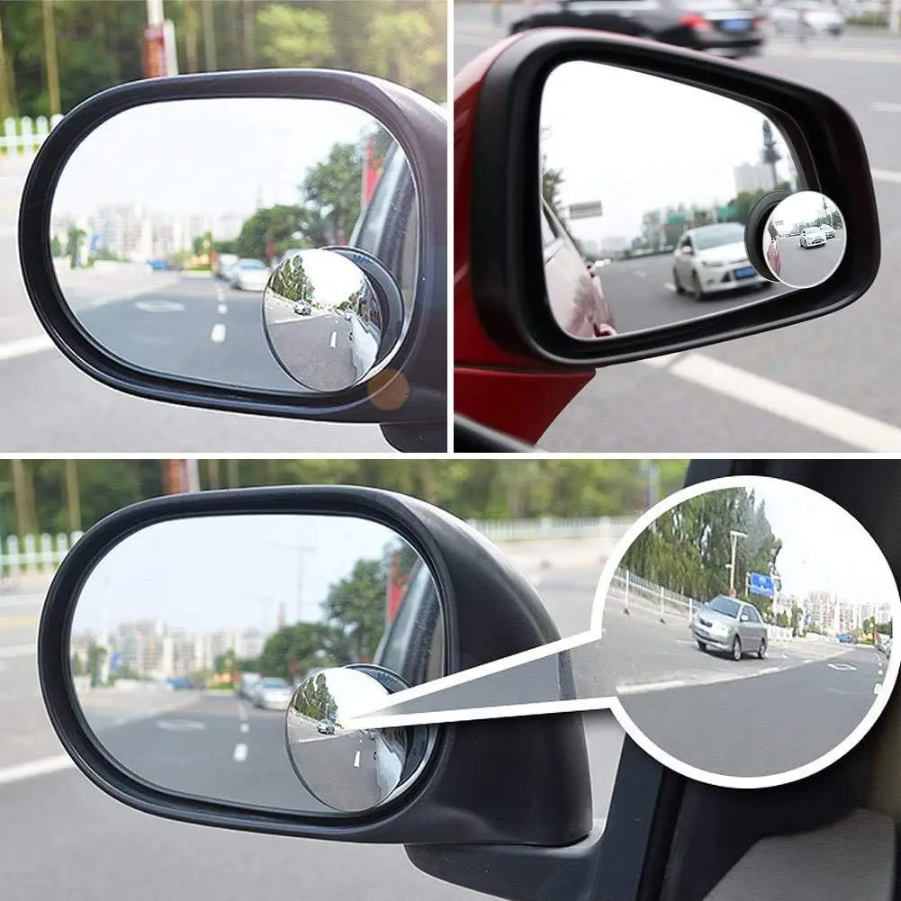 2PCS 360 Degree Adjustable Car Rearview Convex Mirror for Car Reverse Wide Angle Vehicle Parking Rimless Mirrors HD Blind Spot