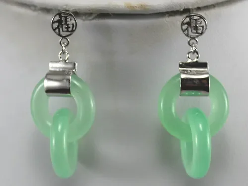 

Green Light Stones 925 Sterling Silver Double Circle of Beautiful Earring