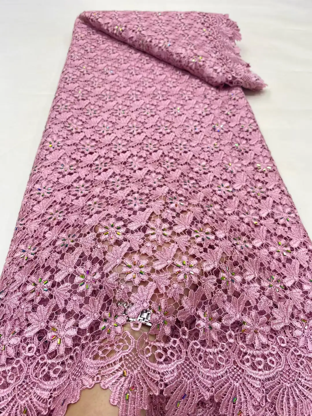 

New Arrivals Cord Guipure African Lace Fabric 5 Yards 2025 High Quality Nigerian Diamond Lace Fabric For Wedding Dress Sewing