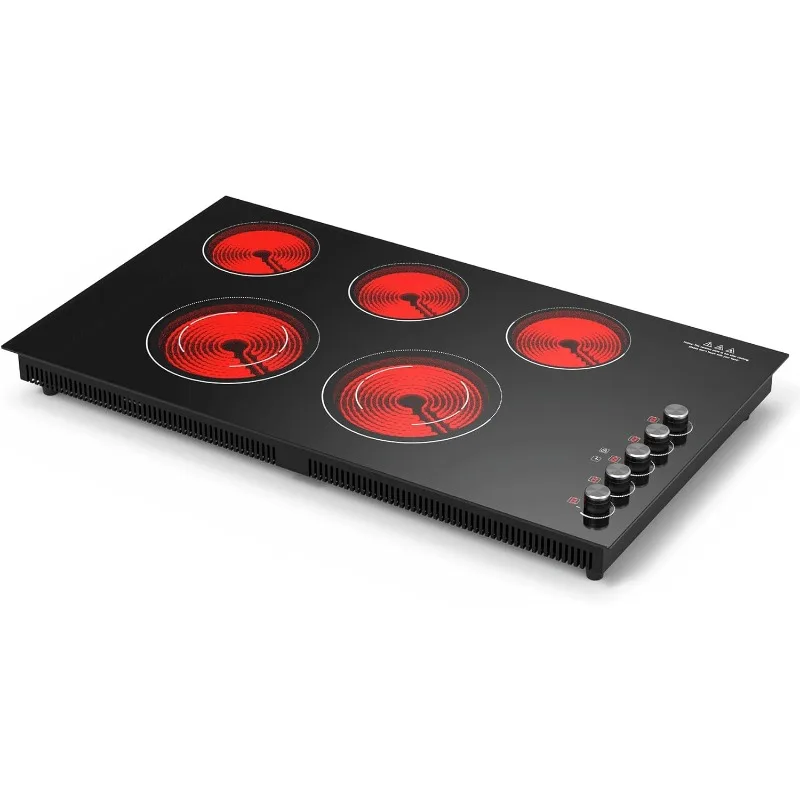 Cooktop elétrico de 36 polegadas, 36 polegadas, cooktop elétrico, 9200w embutido e bancada de 36 polegadas com 9 níveis de energia, bloqueio de segurança infantil