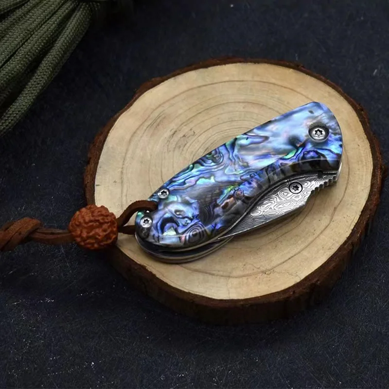 NEW Mini Folding Knife Damascus Steel Portable Small Folding Knife Outdoor Self Defense Camping Hunting Sharp Express Knife