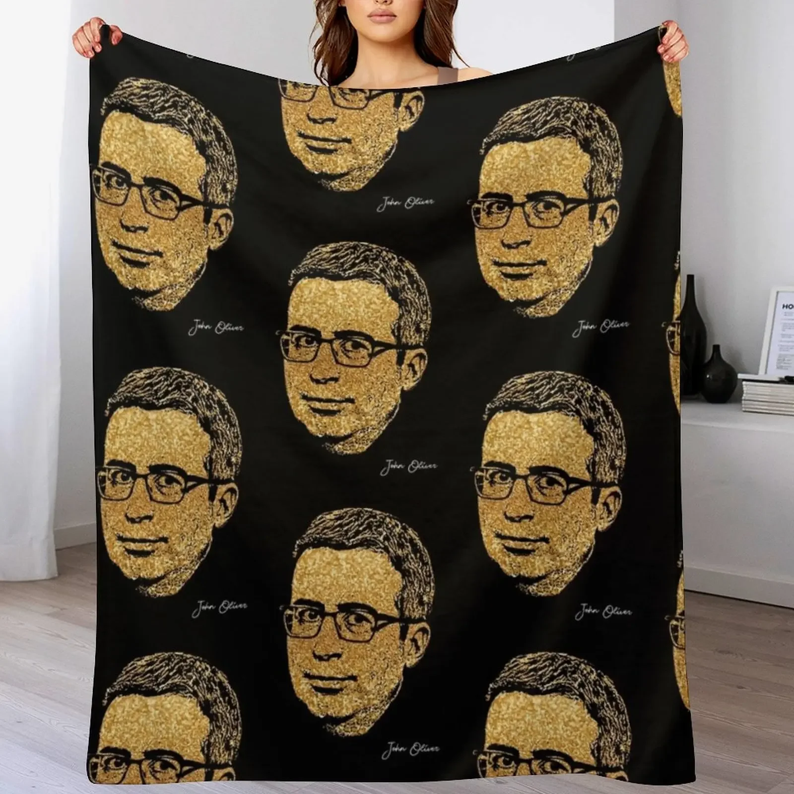 

John Oliver portrait Throw Blanket wednesday Vintage Tourist Picnic Blankets