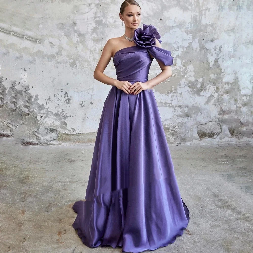 

Muloong One-shoulder Neckline Sweep Train Women Elegant And Pretty Luxury Prom Dress