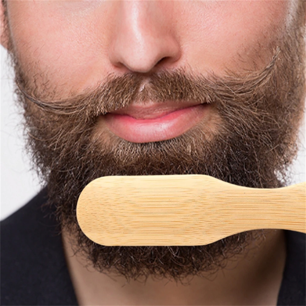 1pcs Wood Handled Soft Boar Bristle Hair Removal Brush Smooth Cleaning Hair Comb Barber Styling Comb Shaving Tools