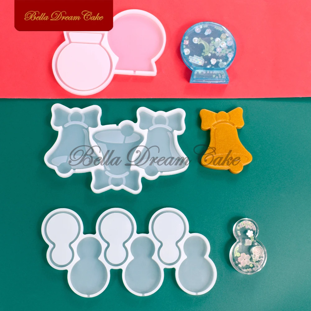 3D Christmas Bell/Snowman/Crystal Ball Design Lollipop Silicone Mold DIY Chocolate Shaker Mould Cake Decorating Tools Bakeware