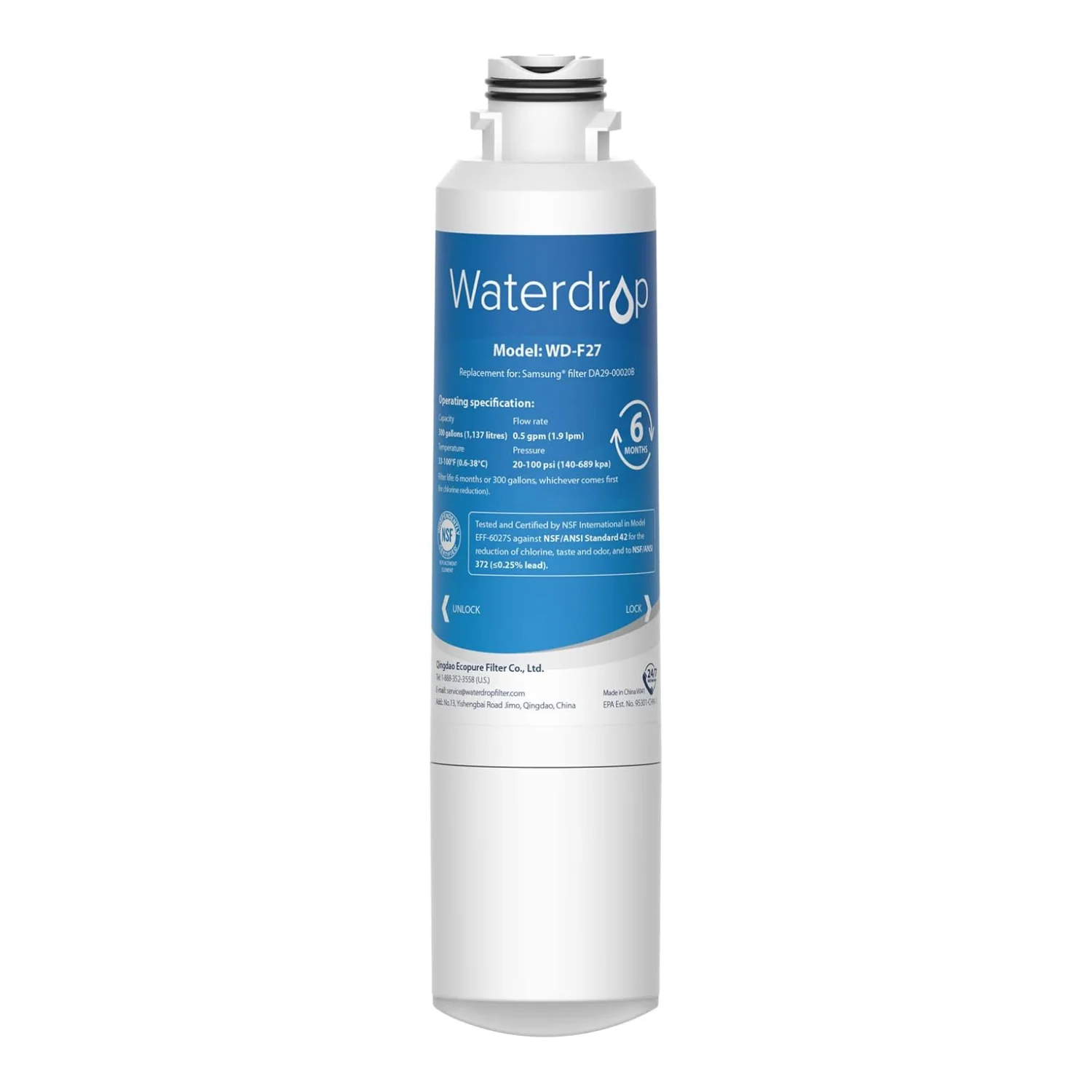 

Waterdrop DA29-00020B Refrigerator Water Filter Replacement for Samsung® HAF-CIN/EXP, DA29-00020B, HAF-CIN, DA29-00020B-1