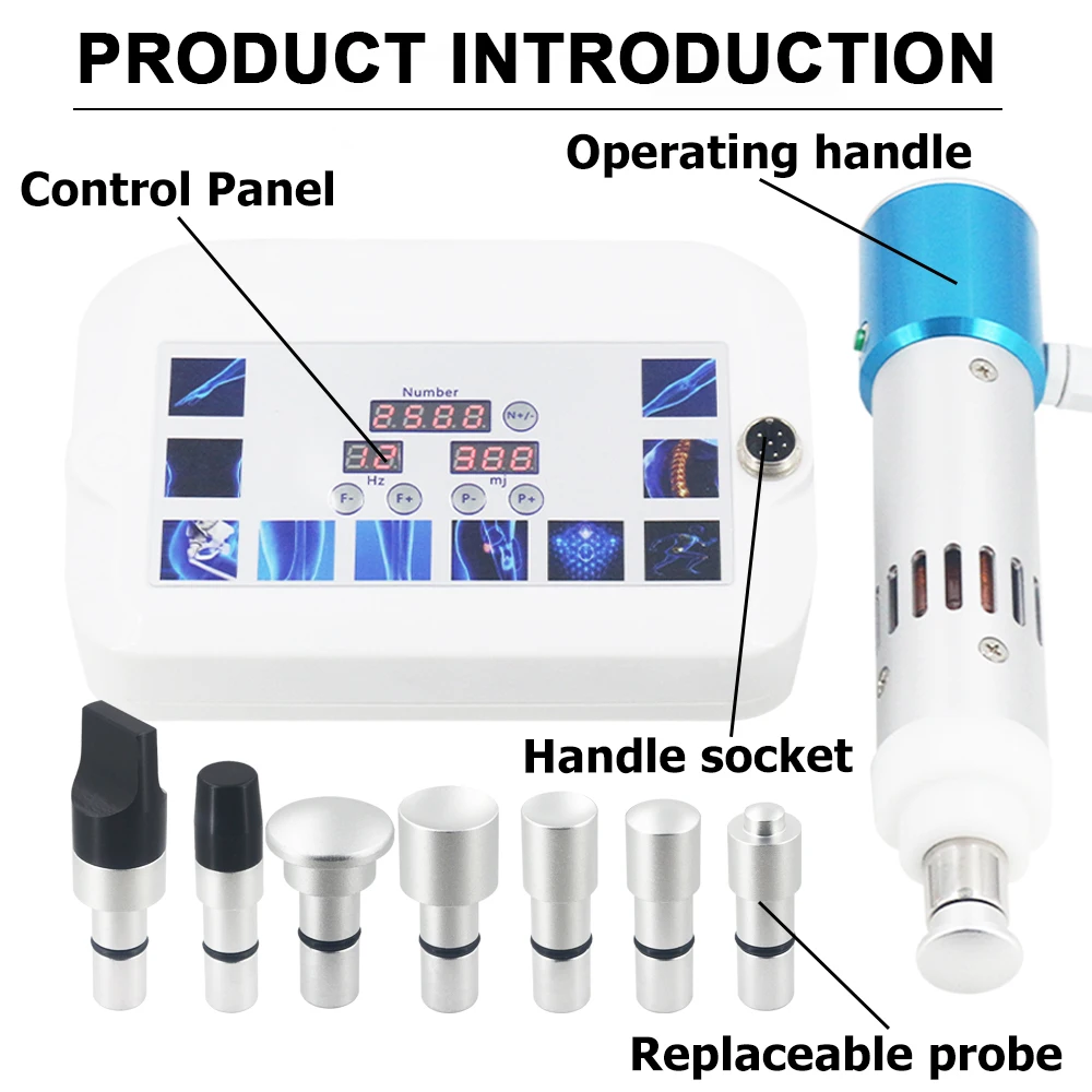 Newest Shockwave Therapy Machine 7 Heads ED Treatment Physiotherapy Pain Relief Body Massage 300mj Shock Wave Equipment
