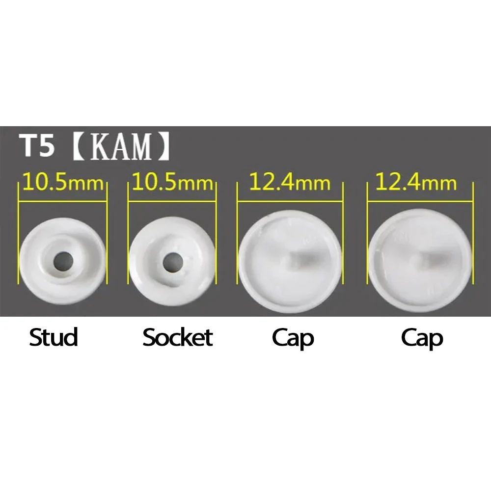 100 مجموعات KAM T5 الطفل الراتنج أزرار إطباقية 18 ألوان 1.2 سنتيمتر البلاستيك الصحافة مسمار السحابات بوبرز الملابس والاكسسوارات
