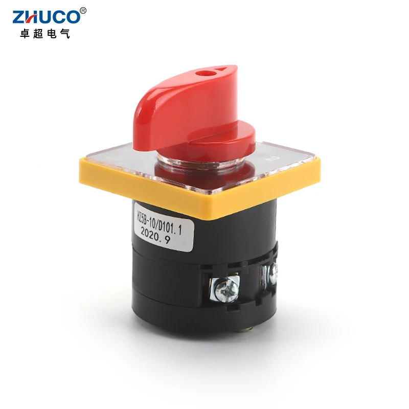 ZHUCO HZ5B-10/D101.1 10A ON OFF ON 4 Screw Rotary Knob Three Position One Pole Combination Universal Changeover Switch