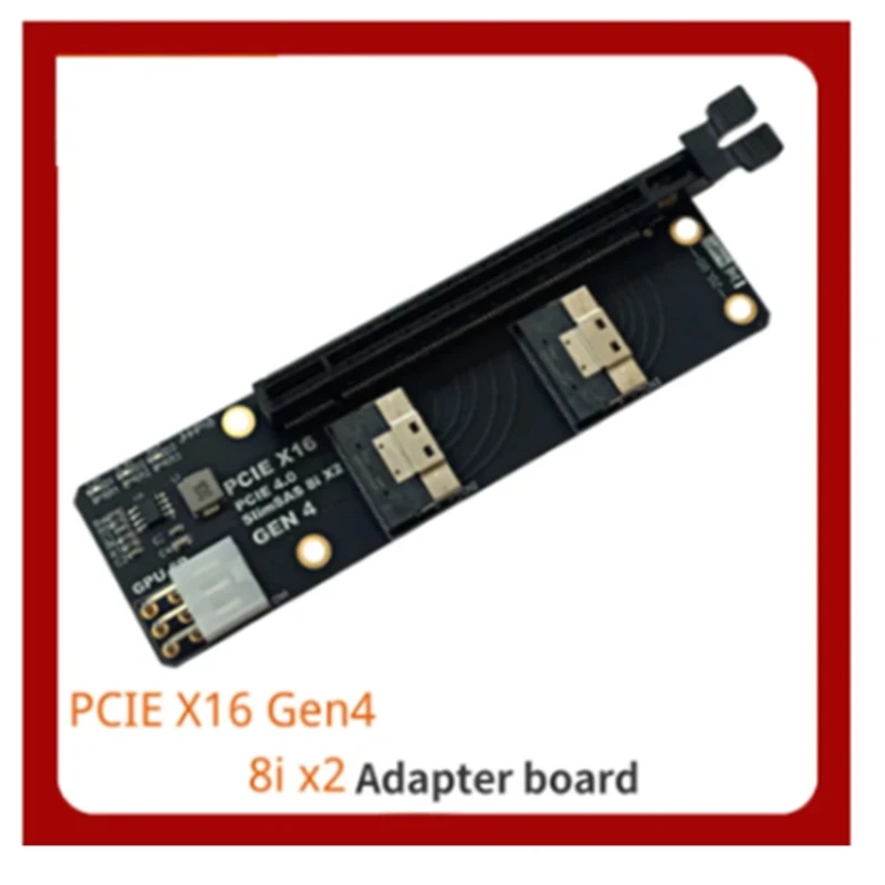 Gen4 2 Ports Slimsas 8I X2 To PCIE 4.0 X16 Slot Adapter Board For Network Card Graphics Video Card Capture Durable