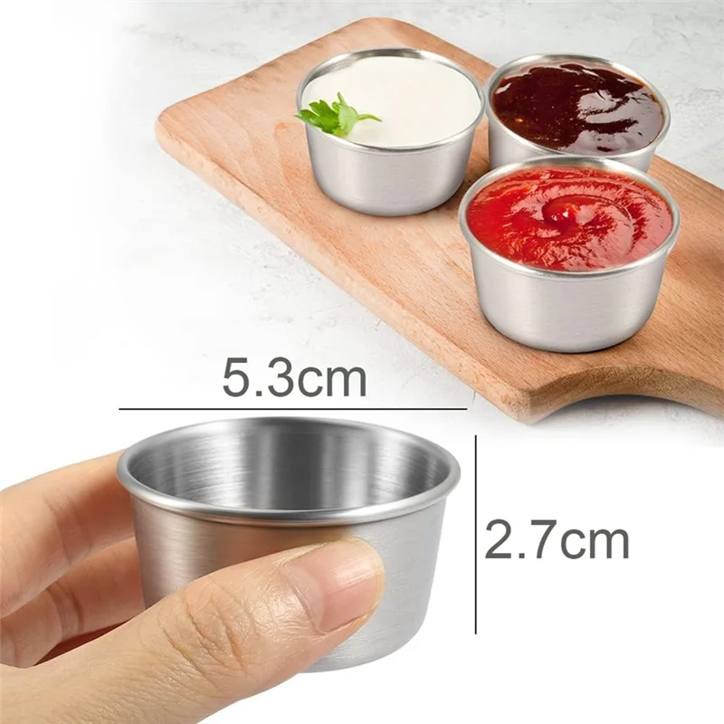 Miska do sosu Ramekin Mini kubeczki do sosu Kubeczki do sosu do deserów Kubeczki do przypraw do domu Restauracja (Srebrny 12 sztuk 70 ml)-AT64