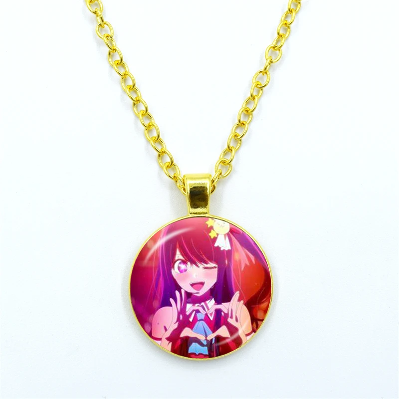 Anime Oshi No Ko Glass Necklace Gorou Akuamarin Hoshino Ai Rubii Sarina Charm Crystal Cosplay Pendant Chain Jewelry