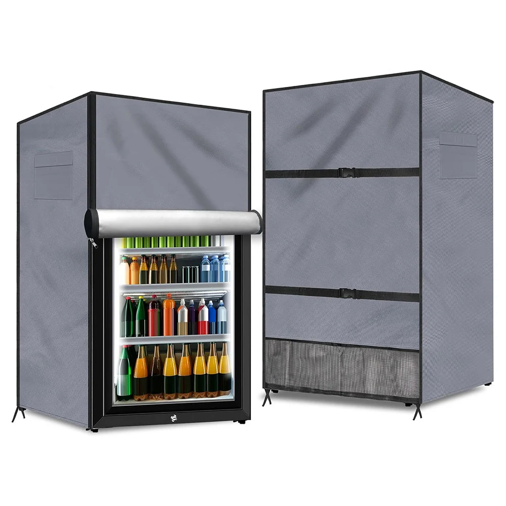 Outdoor Refrigerator Cover 210D Oxford Cloth Waterproof Upright Mini Upright Freezers Cover 58 X 58 X 142cm / 56 X 58 X 86cm