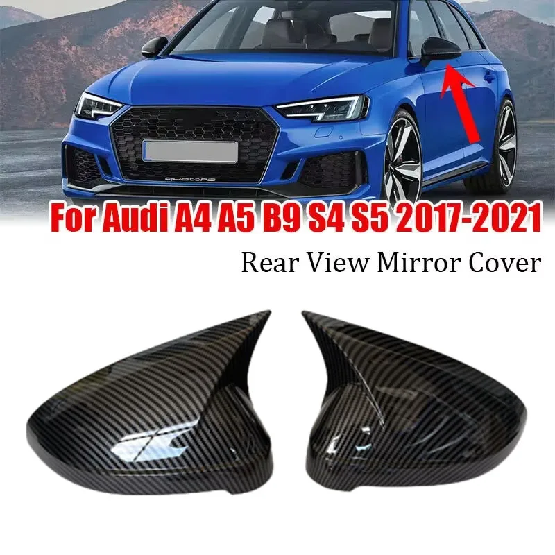 Do Audi A4 B9 S4 A5 S5 2017-2021 Samochodowe lusterko wsteczne boczne Naklejka na skrzydło Naklejka na drzwi zewnętrzne Obudowa widoku z tyłu Wykończenie z włókna węglowego