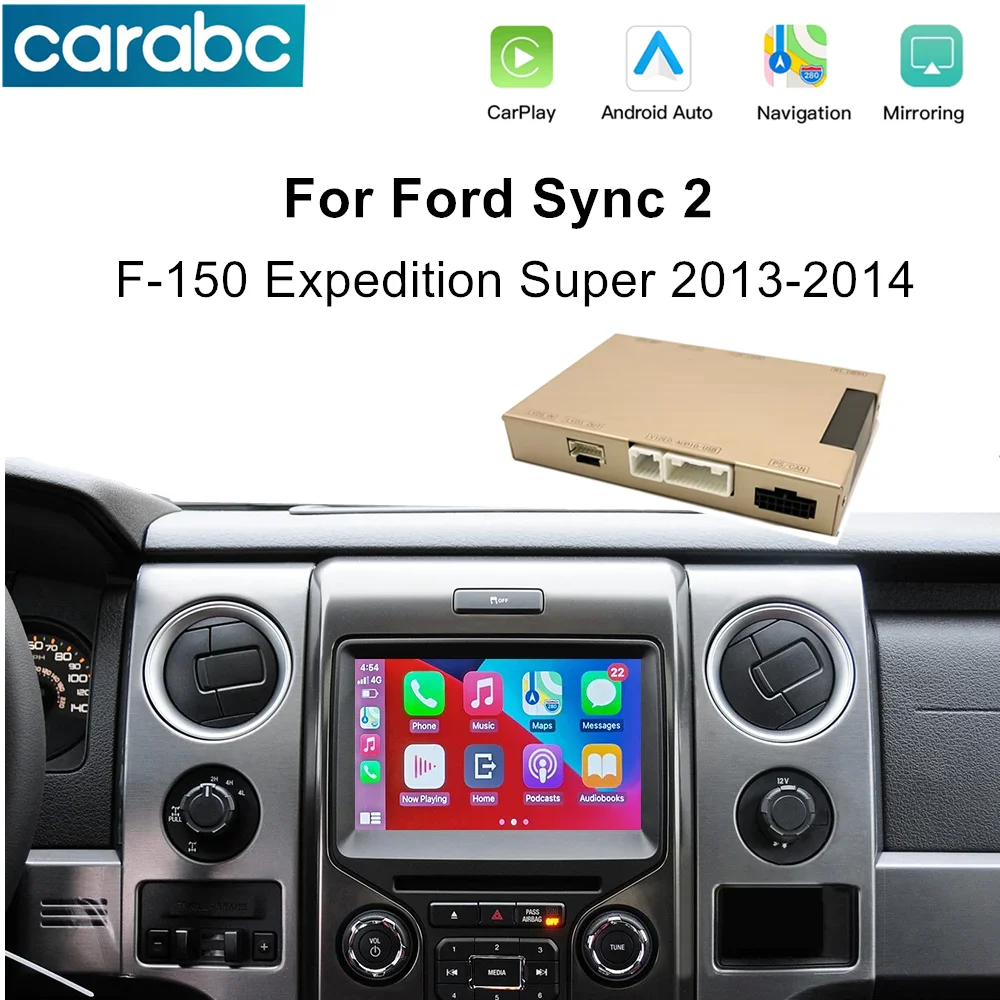 CARABC Wireless CarPlay Android Auto Navigation Upgraded Box For Ford Sync 2 F-150 Expedition Super Duty Accessories