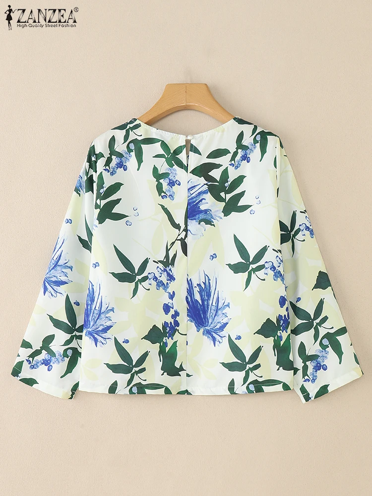 2025 ZANZEA Bohemian Blouse Oversized Women Autumn Print Shirts Fashion 3/4 Sleeve Casual Loose Tunic Tops Ladies Vintage Blusas