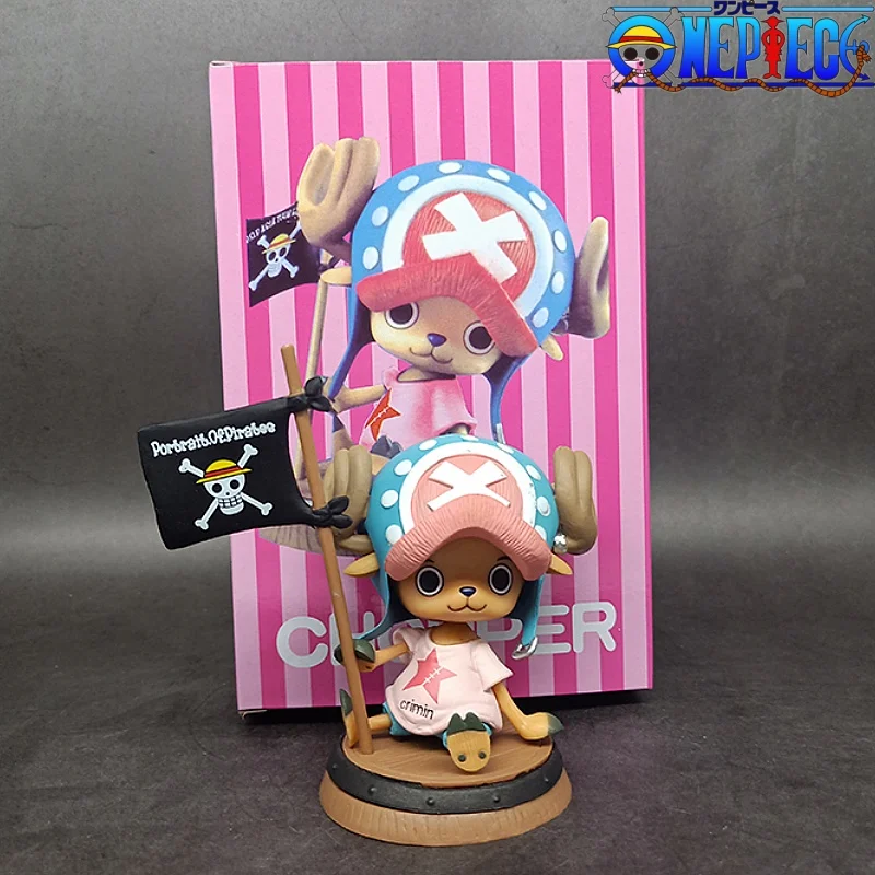 10cm Anime Character Integrated Tony Chopper Sitting Position Wooden Bucket Joba Action Picture 15th Anniversary Series Children